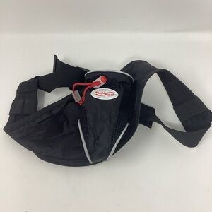 Running fuel belt with large water bottle pouch and zip pouch.